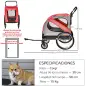 Remolque de Bicicleta para Perros 2 en 1 con Puertas Enrollables Cinturón de Seguridad Carga 30 kg 140x72,5x108 cm Rojo