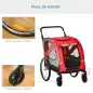 Remolque de Bicicleta para Perros 2 en 1 con Puertas Enrollables Cinturón de Seguridad Carga 30 kg 140x72,5x108 cm Rojo