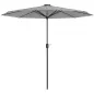 Sombrilla de Jardín con Luces LED Solares Ø265x240 cm con Manivela Manual para Terraza Piscina Patio Gris Claro