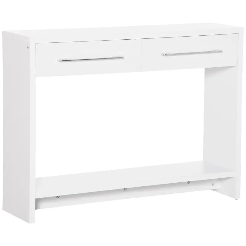 Mueble Recibidor de Entrada Mesa Consola con 2 Cajones y Estante para Pasillo Salón 101,6x28x76,2 cm Blanco Mueble Recibidor de Entrada Mesa Consola con 2 Cajones y Estante para Pasillo Salón 101,6x28x76,2 cm Blanco
