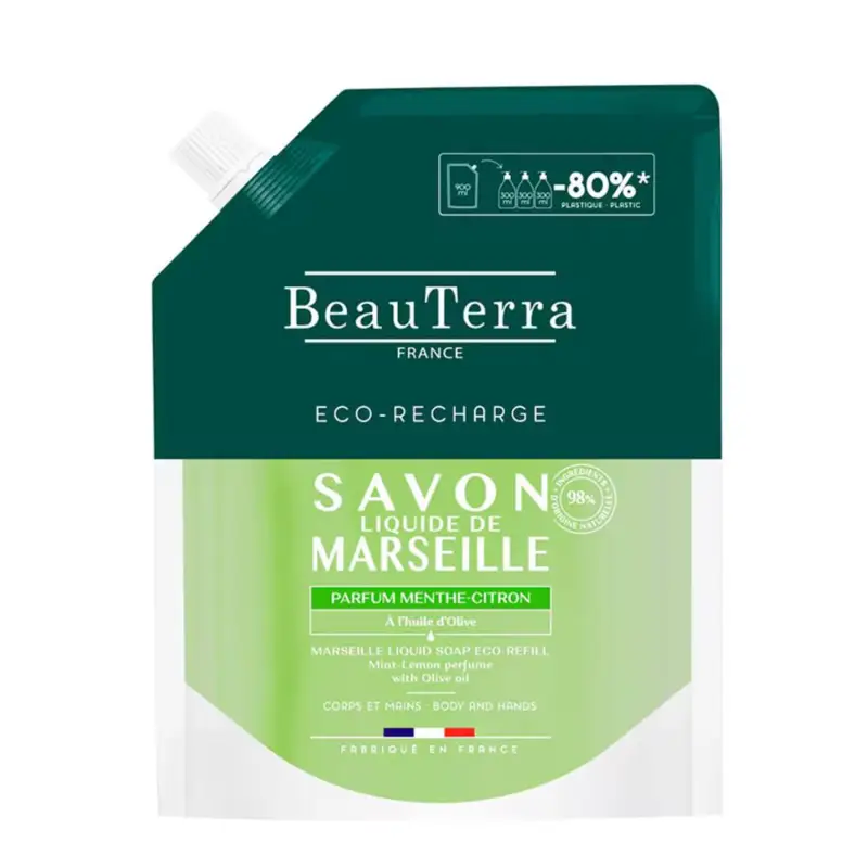 BEAUTERRA ECO-RECHARGE JABON LIQUIDO MARSELLA PERFUME LIMON 900ML