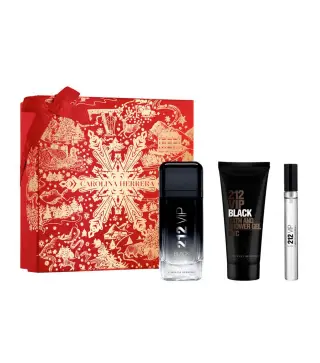 CAROLINA HERRERA 212 VIP BLACK MEN EAU DE PARFUM 100ML VAPORIZADOR + GEL DE BAÑO 1U + SPRAY VIAJE 1U