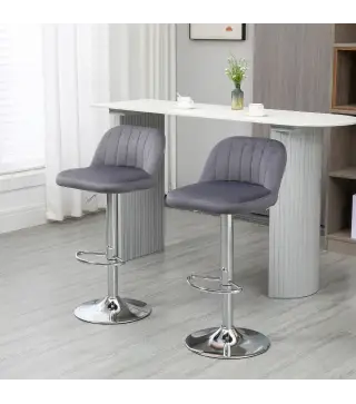 Juego de 2 Taburetes de Cocina Taburetes Altos con Altura Ajustable Asiento Giratorio 43x45x81-101 cm Gris