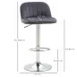 Juego de 2 Taburetes de Cocina Taburetes Altos con Altura Ajustable Asiento Giratorio 43x45x81-101 cm Gris
