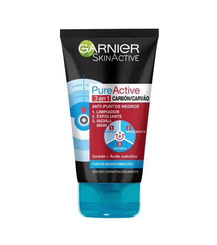 GARNIER PUREACTIVE 3IN1 GEL LIMPIADOR PUNTOS NEGROS 150ML