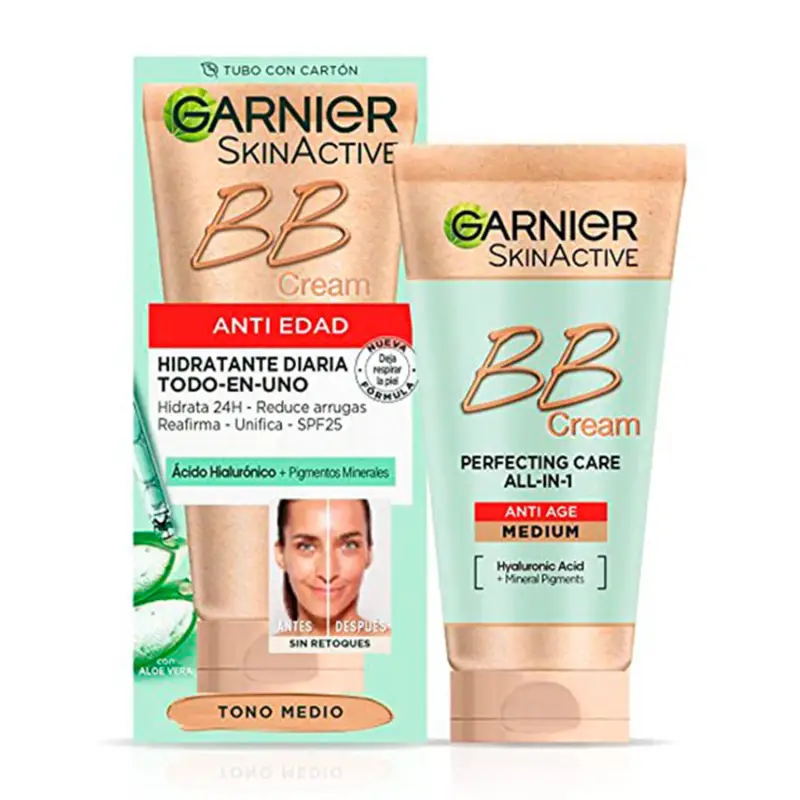 GARNIER SKINACTIVE BB CREAM CREMA HIDRATANTE ANTI-EDAD TONO MEDIO 1UN