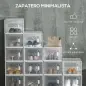 Organizador de Zapatos Modular Estantería Modulable con 18 Cubos Puertas Magnéticas 25x35x19 cm Transparente