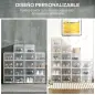 Organizador de Zapatos Modular Estantería Modulable con 18 Cubos Puertas Magnéticas 25x35x19 cm Transparente