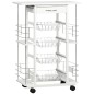 Carrito de Cocina con Ruedas Carrito Verdulero con Cajón Cestas y Estantes Laterales 57x37x83cm Blanco