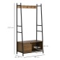 Perchero con Zapatero y Banco Mueble Recibidor con 5 Ganchos para Pasillo Entrada 84x40x169 cm Marrón Rústico