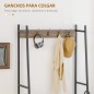 Perchero con Zapatero y Banco Mueble Recibidor con 5 Ganchos para Pasillo Entrada 84x40x169 cm Marrón Rústico