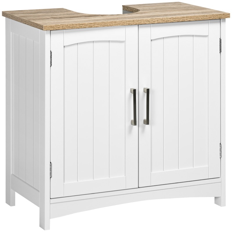 Mueble para Debajo del Lavabo Armario de Suelo para Baño de Madera Estilo Moderno 60x30x60 cm Blanco
