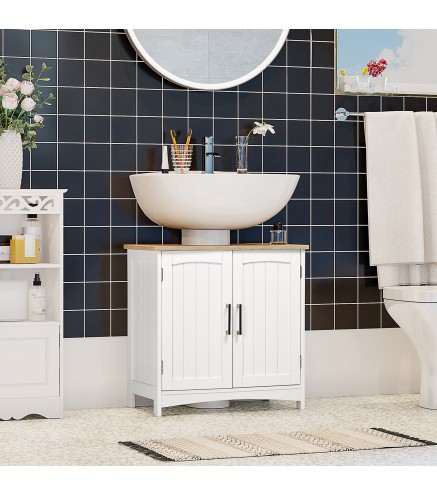 Mueble para Debajo del Lavabo Armario de Suelo para Baño de Madera Estilo Moderno 60x30x60 cm Blanco