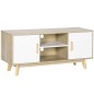 Mueble de TV para Televisores de hasta 55" Mueble con 2 Armarios y 2 Estantes 120x40x55 cm Natural y Blanco