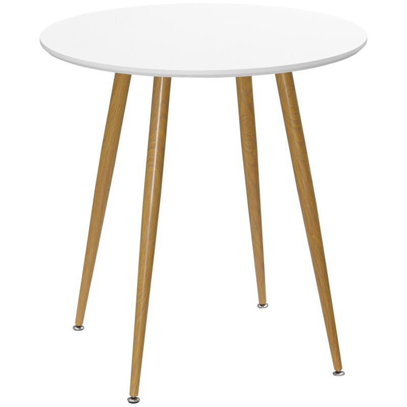 Mesa de Comedor Redonda para 2 Personas Mesa de Cocina Estilo Nórdico con Patas de Metal Ø72x75 cm Blanco Mate