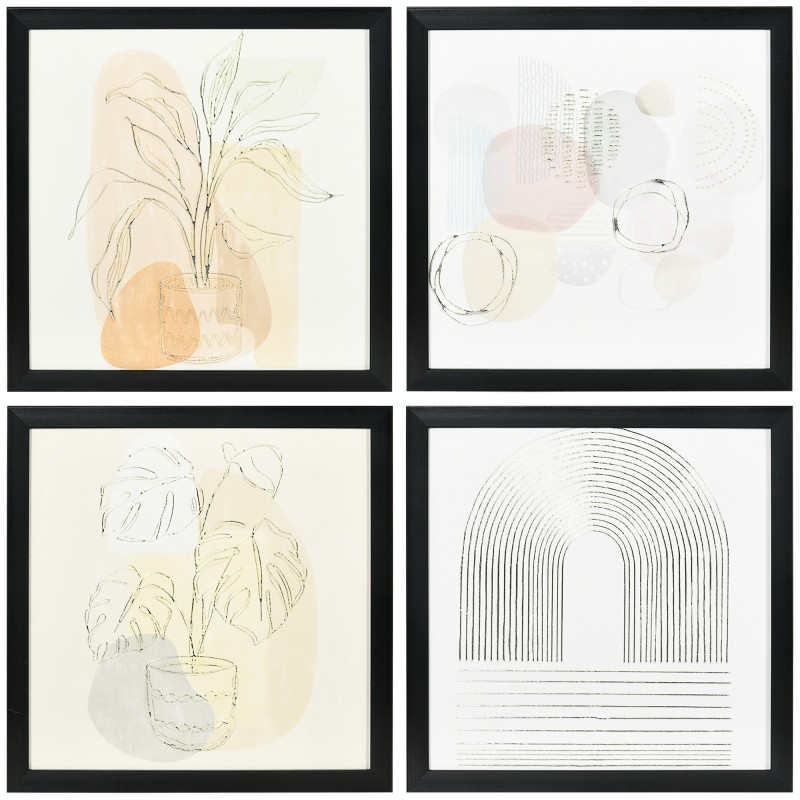 Set de 4 Cuadros en Lienzo de Pintura Abstracta Decoración Elegante para Dormitorio Salón 33x33 cm Multicolor