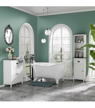 Armario Auxiliar de Baño Estilo Moderno con 1 Cajón 2 Puertas y Estante para Lavabo Ducha 60x30x80 cm Blanco