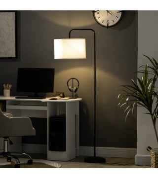 Lámpara de Pie Moderna con Pantalla de Lino Sintético Lámpara de Lectura para Salón 64x38x163,5 cm Blanco y Negro