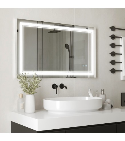 Espejo de Baño con Luz LED con Interruptor Táctil Color de Luz Ajustable y Función de Memoria 100x60 cm Plata