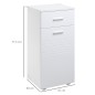 Armario Auxiliar de Baño Mueble de Baño de Suelo con Puerta Cajón y Estante Ajustable para Salón 35x30x77,5 cm Blanco