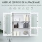 Armario de Pared Baño de 2 Puertas de Cristal Armario Colgante Multiusos para Cocina Salón con Estantes Interiores y Balda Ajust