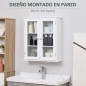 Armario de Pared Baño de 2 Puertas de Cristal Armario Colgante Multiusos para Cocina Salón con Estantes Interiores y Balda Ajust