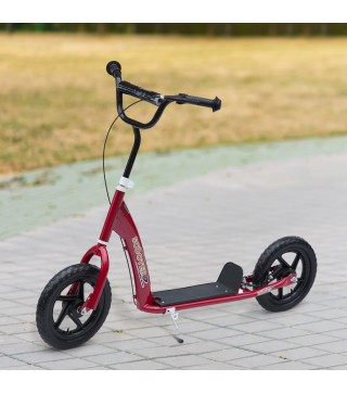 Patinete para Niños de 5-12 Años Scooter de 2 Ruedas Grandes de 12 Pulgadas con Freno y Manillar Ajustable en Altura Carga Máx.