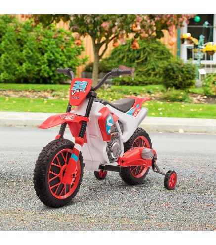 Moto Eléctrica para Niños de +3 Años 12V Moto de Juguete Infantil con 2 Ruedas de Equilibrio Velocidad 3-8 km/h Arranque Suave 1