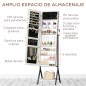 Espejo Joyero de Pie Cuerpo Entero Ajustable en Ángulo Armario de Joyería con Estante Inferior Cerradura Magnética Ranuras y Caj