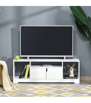 Mueble de TV para Televisor de hasta 42" Mesa para TV de Salón Moderna con Armario de Doble Puerta y 3 Compartimentos Abiertos 1