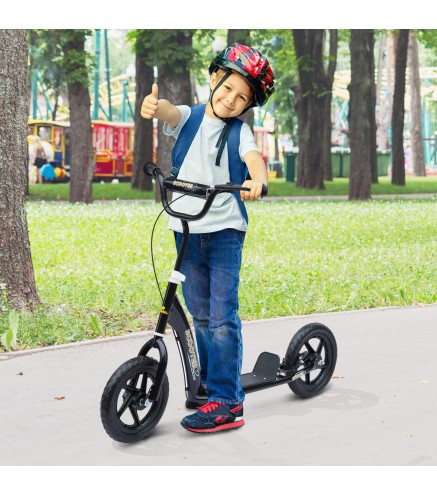 Patinete para Niños de 5-12 Años Scooter de 2 Ruedas Grandes de 12 Pulgadas con Freno y Manillar Ajustable en Altura Carga Máx.