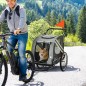 Remolque de Bicicleta para Perros 2 en 1 con Puertas Enrollables Cinturón de Seguridad Carga 30 kg 140x72,5x108 cm Gris