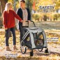 Remolque de Bicicleta para Perros 2 en 1 con Puertas Enrollables Cinturón de Seguridad Carga 30 kg 140x72,5x108 cm Gris