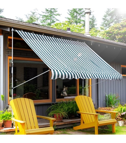 Toldo Manual Retráctil 300x150x170-280 cm con Altura Ajustable Manivela y Protección Solar para Terraza Verde