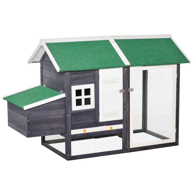 Gallinero de Madera Exterior Jaula Cercada para Gallinas con Caja Nido Corral de Metal Techo Asfáltico Bandeja Extraíble Gallinero de Madera Exterior Jaula Cercada para Gallinas con Caja Nido Corral de Metal Techo Asfáltico Bandeja Extraíble