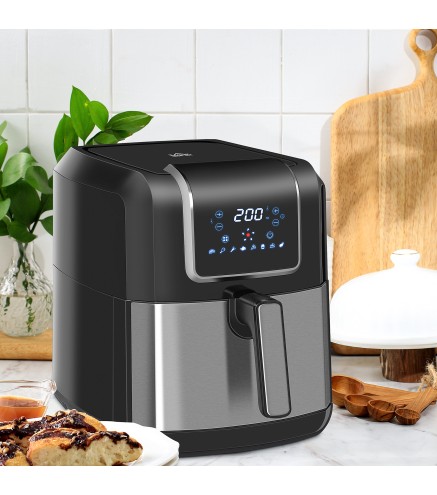 Freidora sin Aceite 6,5L 1700W Freidora de Aire Caliente con 8 Programas Pantalla LED Táctil Temperatura Ajustable Temporizador