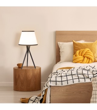 Lámpara de Mesa con Trípode de Metal Lámpara de Escritorio con Pantalla de Tela y Casquillo E27 Máx. 40W Estilo Moderno para Dor