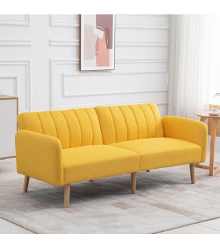 Sofá Cama de 3 Plazas Moderno 173x75x73 cm Sofá Cama Plegable Tapizado en Lino Sintético con Respaldo Ajustable en 3 Niveles y R