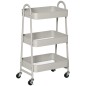 Carrito Auxiliar con Ruedas Carro de Almacenaje de 3 Niveles para Baño Salón Cocina Oficina 45x31x79,4 cm Gris
