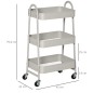 Carrito Auxiliar con Ruedas Carro de Almacenaje de 3 Niveles para Baño Salón Cocina Oficina 45x31x79,4 cm Gris